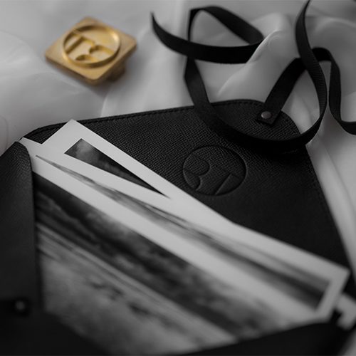 Pochette custodia per fotografie in pelle, colore nero