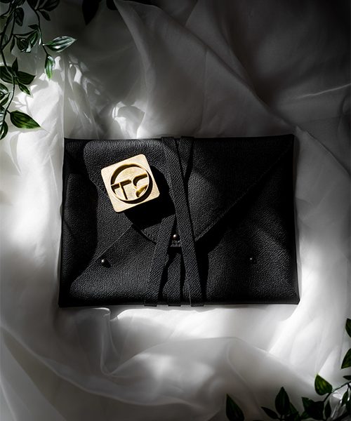 Pochette custodia per fotografie in pelle, colore nero