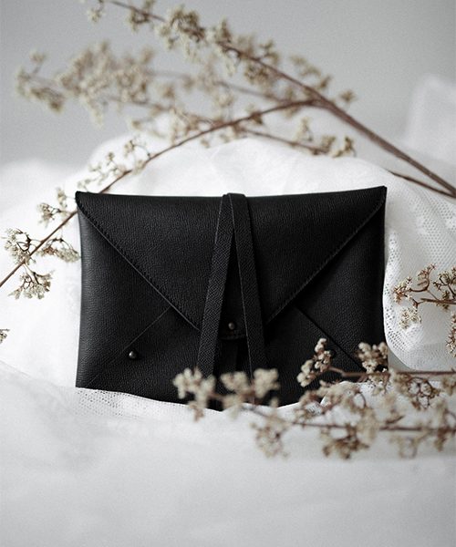 Pochette custodia per fotografie in pelle, colore nero