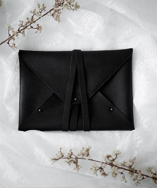 Pochette custodia per fotografie in pelle, colore nero