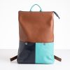 Zaino in pelle, tracolle regolabili. Colore marrone , blu e verde tiffany. Modello Simo.