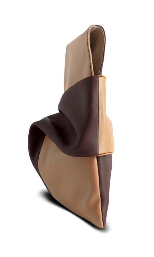 Pochette da polso modello kyo, in vera pelle colore cipria e marrone. Made in Italy