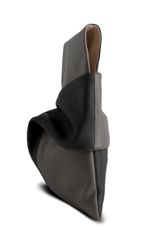 Pochette da polso modello kyo, in vera pelle colore grigio e nero. Made in Italy