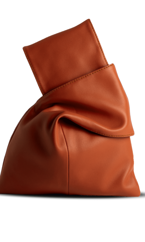 Pochette da polso modello kyo, in vera pelle colore sigaro. Made in Italy