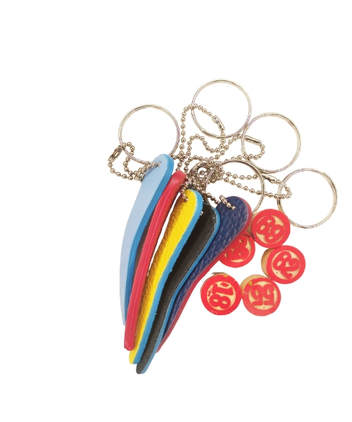 portachiavi in pelle, sagoma corno napoletano portafortuna, vari colori